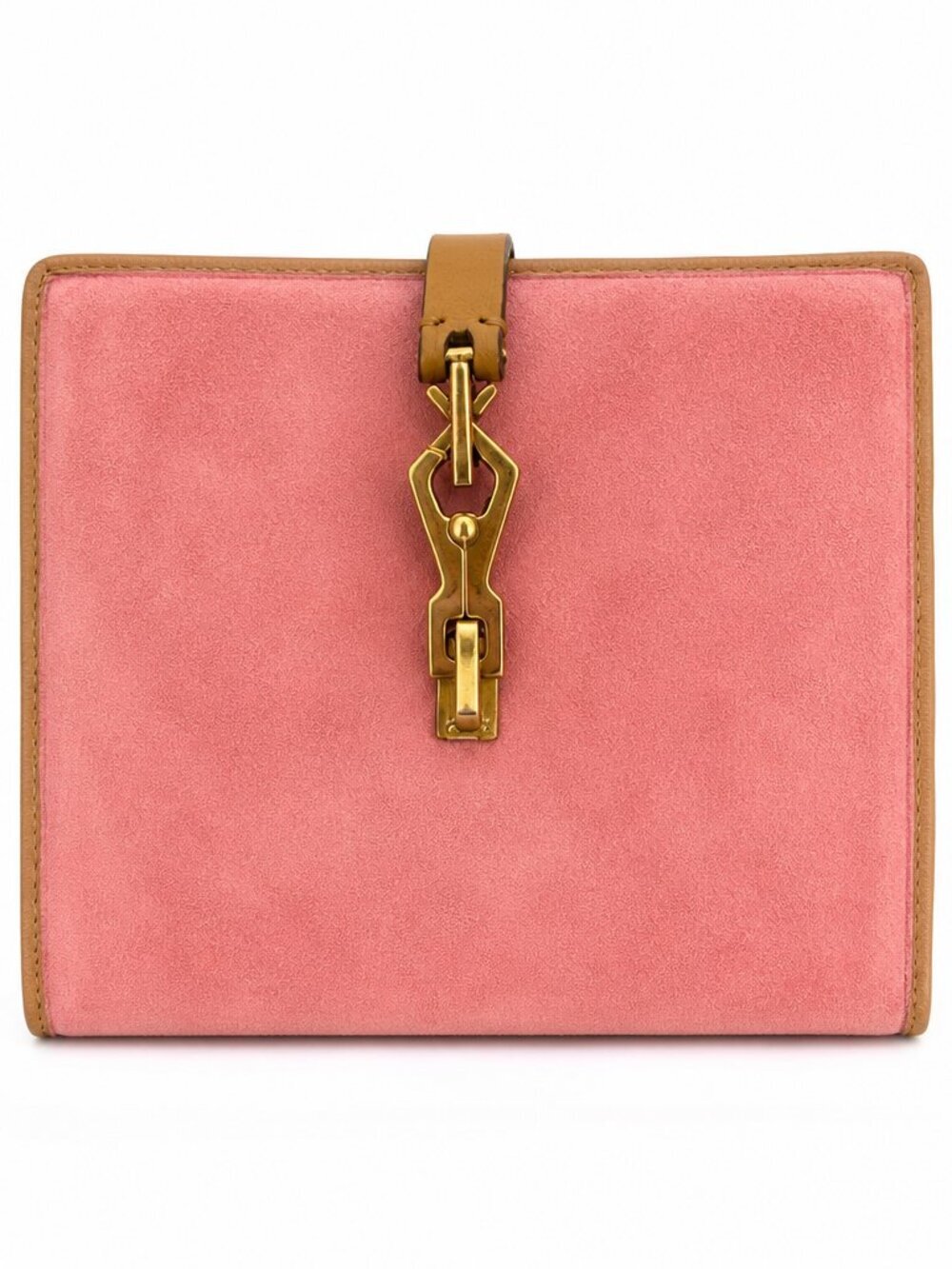 Gucci Jackie Bifold Wallet Pink Suede Leather/Tan | Authentic Preowned
